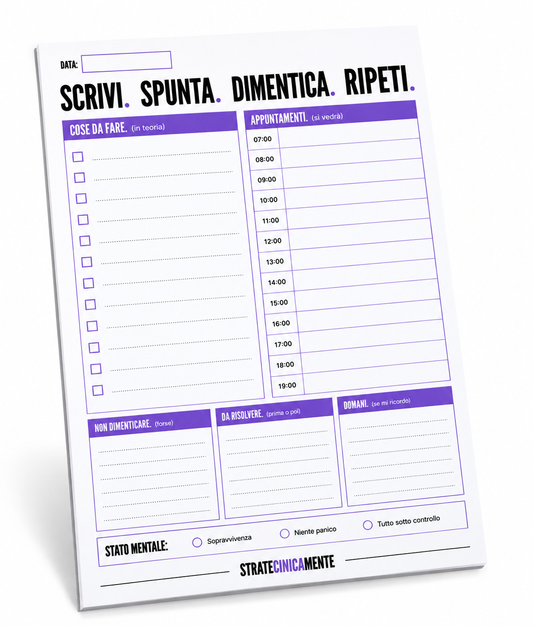 Planner SCRIVI. SPUNTA. DIMENTICA. RIPETI.